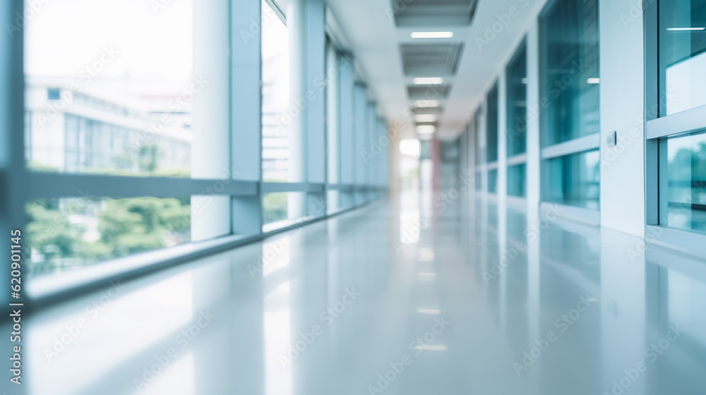 blur image background of corridor in hospital- abstract medical background