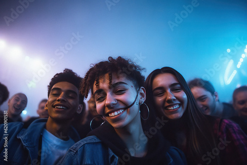 Young people partying at festival having fun