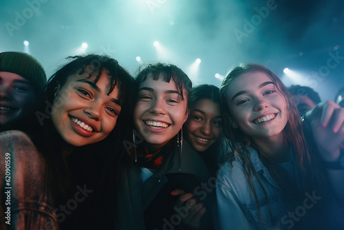 Young people partying at festival having fun