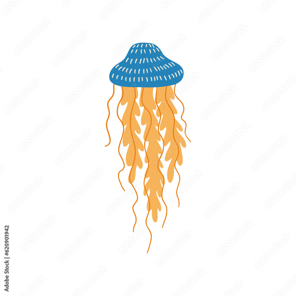 jellyfish hand drawn in flat style. vector illustration