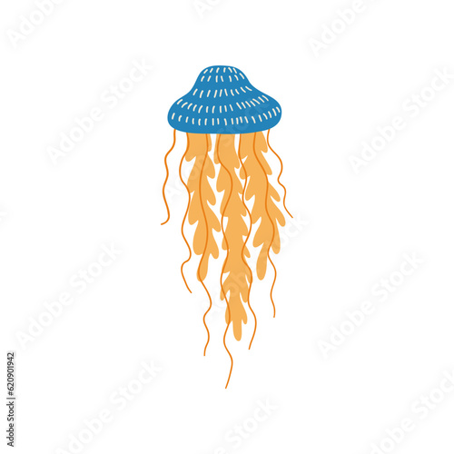 jellyfish hand drawn in flat style. vector illustration