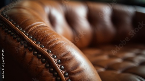 home interior design element close up detail of button leather sofa texture, image ai generate