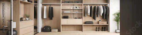 elevation of walk-in closet organize area home interior design, image ai generate © VERTEX SPACE