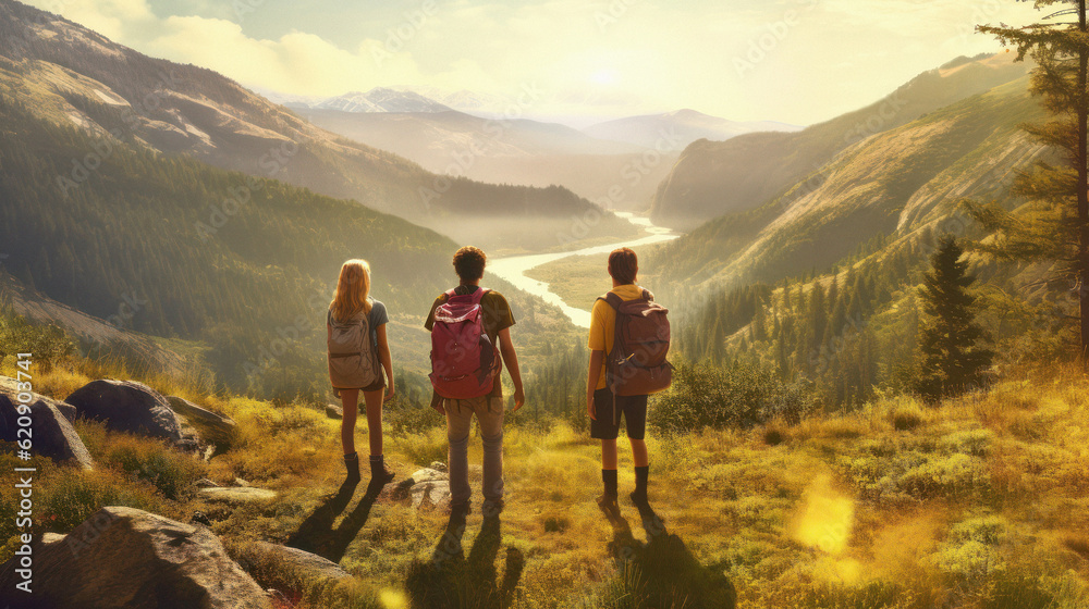 group of friends hiking 