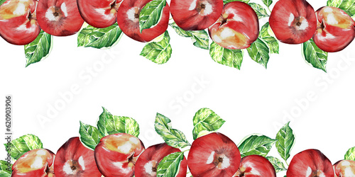 watercolor set. a red, juicy, ripe apple. for the design of postcards, packages