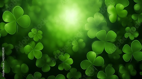 St. Patricks day background four leaf clover. Generative AI