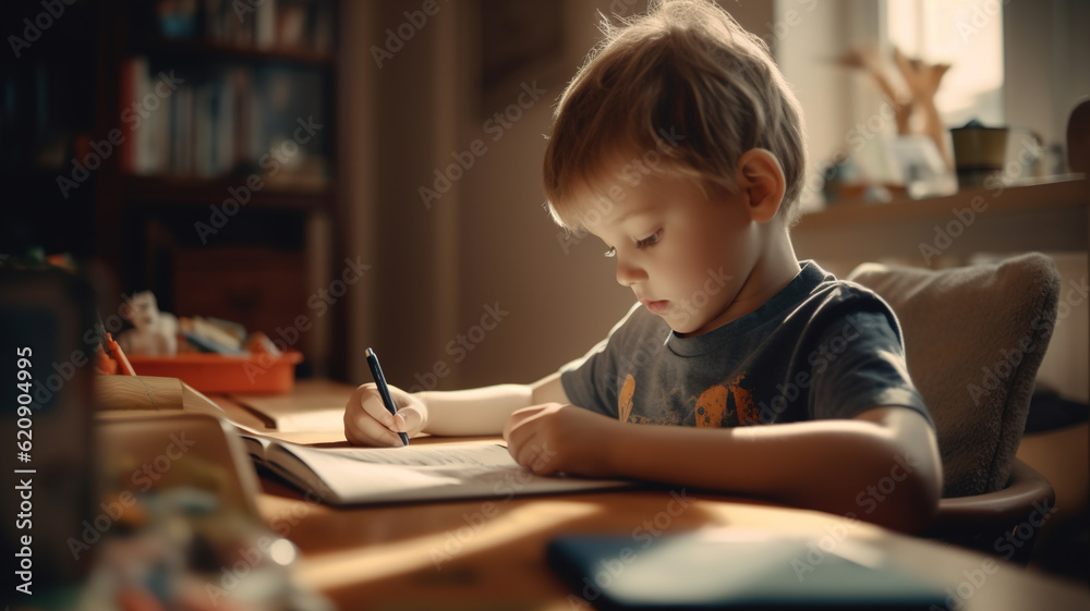 Child Student Boy in Classroom at the Desk, Young Enthusiastic Pupil Learning in Class, Primary School Kid students. Lecture room exam lesson. Back to School Educational concept, reading in library Child Student Boy in Classroom at the Desk, Young Enthusiastic Pupil Learning in Class, Primary School Kid students. Lecture room exam lesson. Back to School Educational concept, reading in library