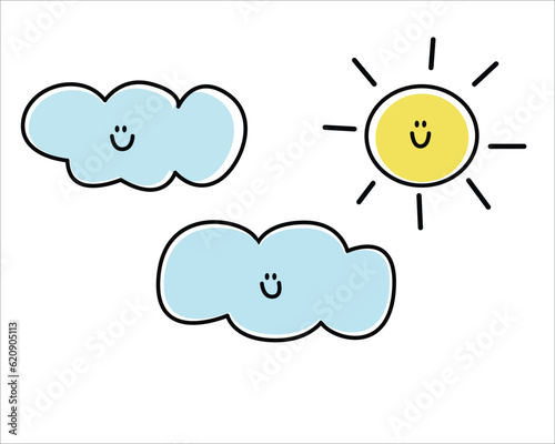Sunshine and Cloud Pattern, Yellow sunshine white Backgrounds, Good morning sunshine, Hello Sunshine Wallpaper Love Cards Vector Stock Vector Illustration.