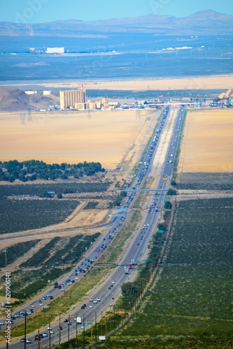 Highway Hustle: Traffic on the Road to Los Angeles, California, Captured in Vibrant 4K Resolution