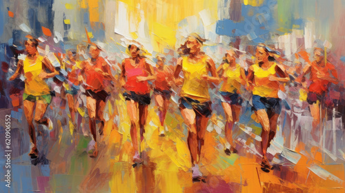 running marathon sport illustration - by generative ai