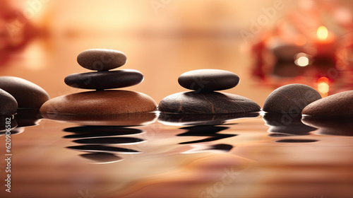 zen stones and water wellness serenity - by generative ai