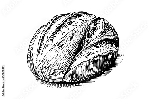 Loaf of bread. Vector hand drawn vintage engraving style vector illustration.