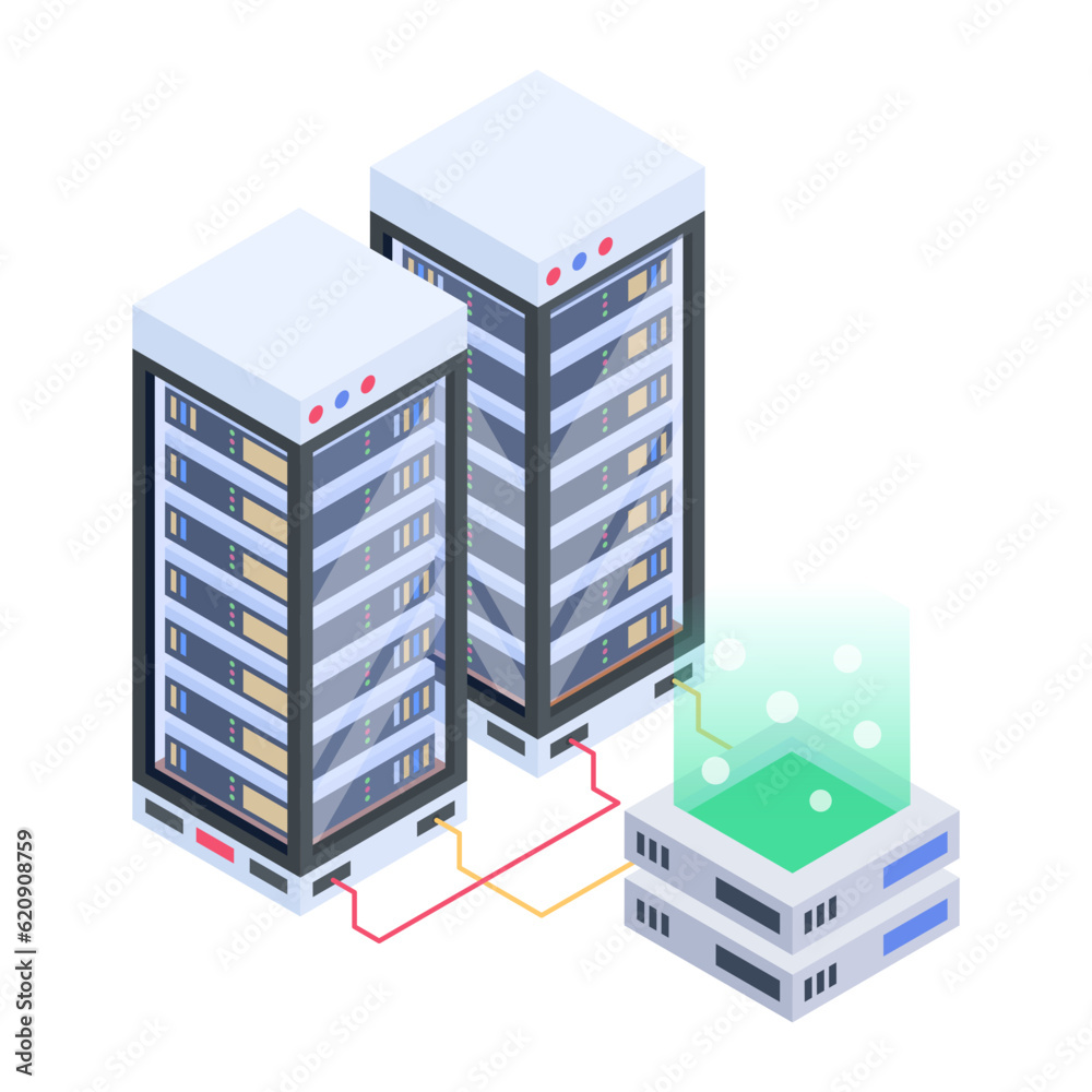 Pack of Database Isometric Icons 

