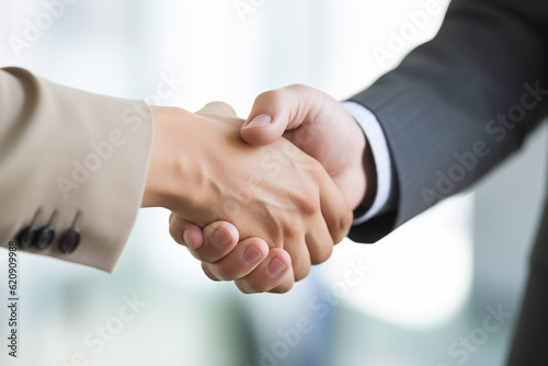 Businessmen making handshake with partner