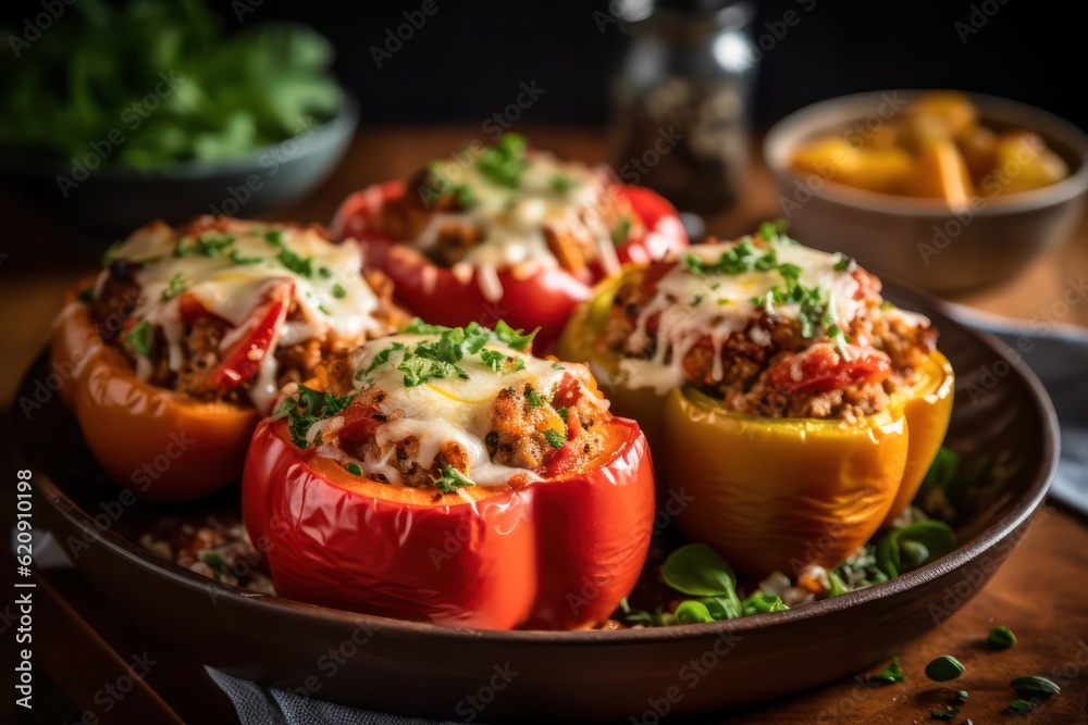 stuffed peppers stuffed with meat and cheese . generative AI stuffed peppers stuffed with meat and cheese . generative AI