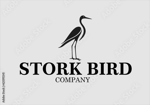 crane bird vector logo design, vector illustration. Emblem design on white background