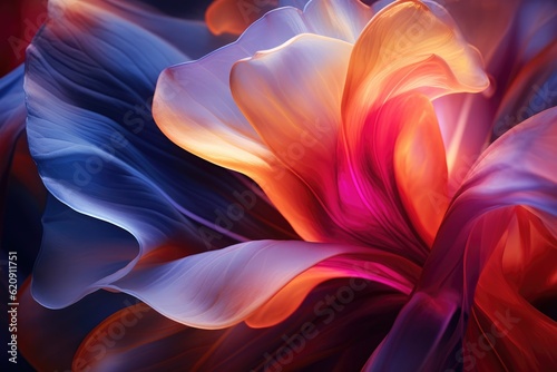 Macro closeup of fractal flower, digital artwork for creative graphic design. Generative Ai