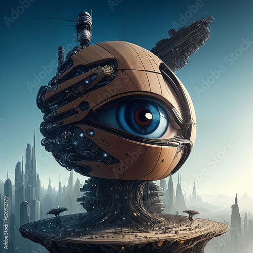 Large futuristic building w...