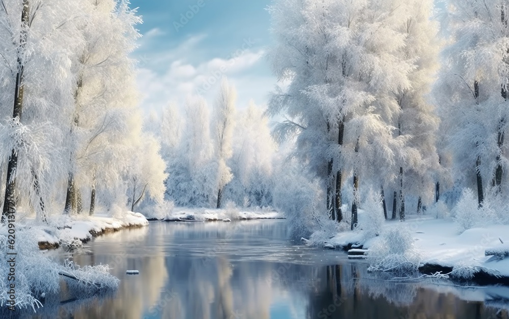 Beautiful winter landscape, generative ai