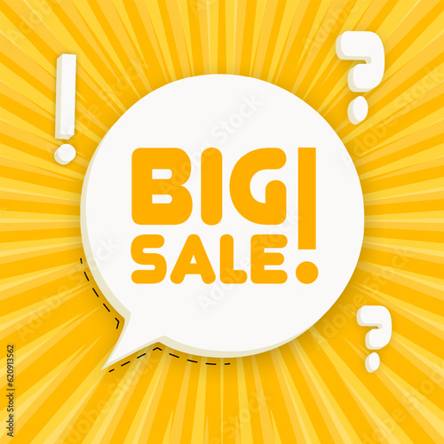 Big sale banner. Speech bubble with Big sale text. Business concept. 3d illustration. Pop art style. Vector line icon for Business