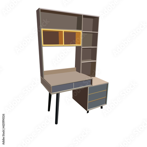 A study table on white background