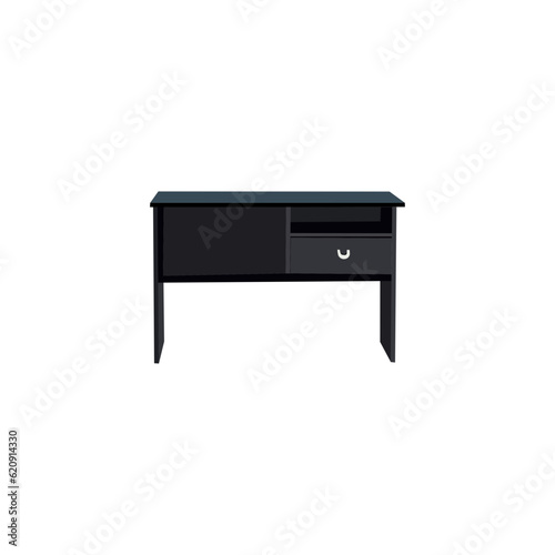 Room interior with dressing table. Woman cosmetics objects in flat style vector illustration. Furniture for female boudoir. Design elements and icons isolated on white background.