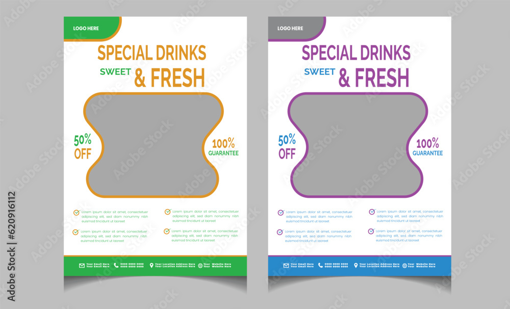  Summer fast food and drinks flyer post and web banner design