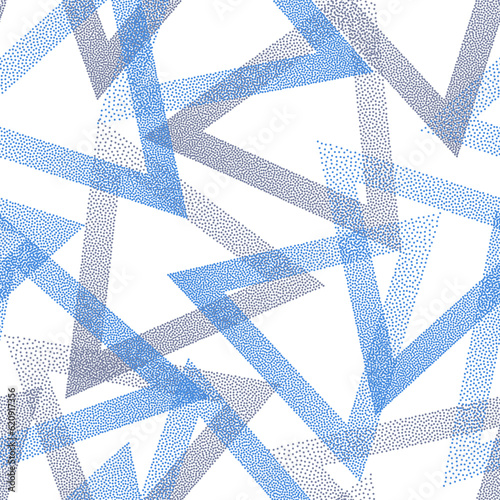 Geometric dotwork triangles vector seamless pattern design.