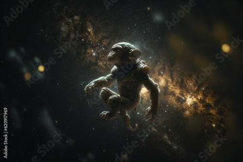 monkey floating in starry outer space, Generative AI © JOSE