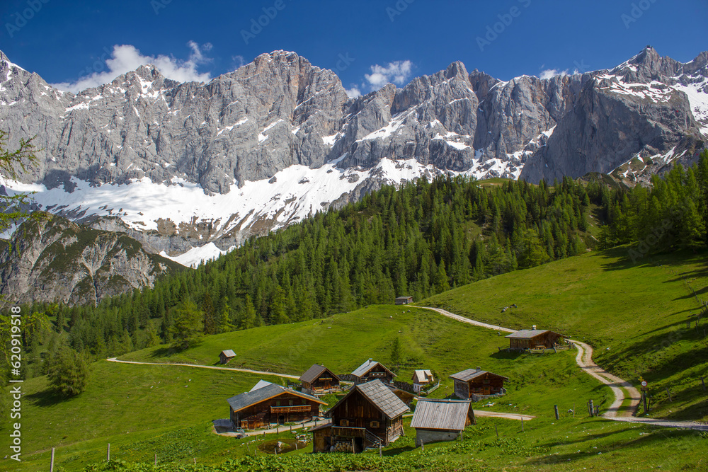 a beautiful alpine village in the Austrian Alps of the Dachstein region (Styria in Austria)