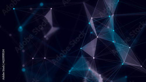 Blue network connection structure. Science background. Abstract digital background. Big data visualization. 3d rendering.