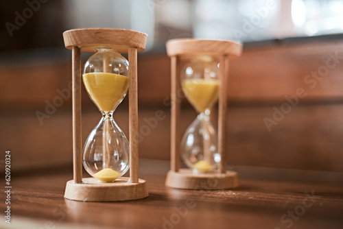 Close up Hourglass, business time management concept