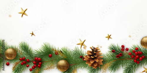 Christmas Decorations Border isolated on white background AI Generated