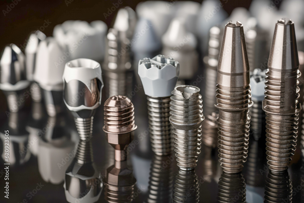 Dental implant materials, including titanium implants and abutments