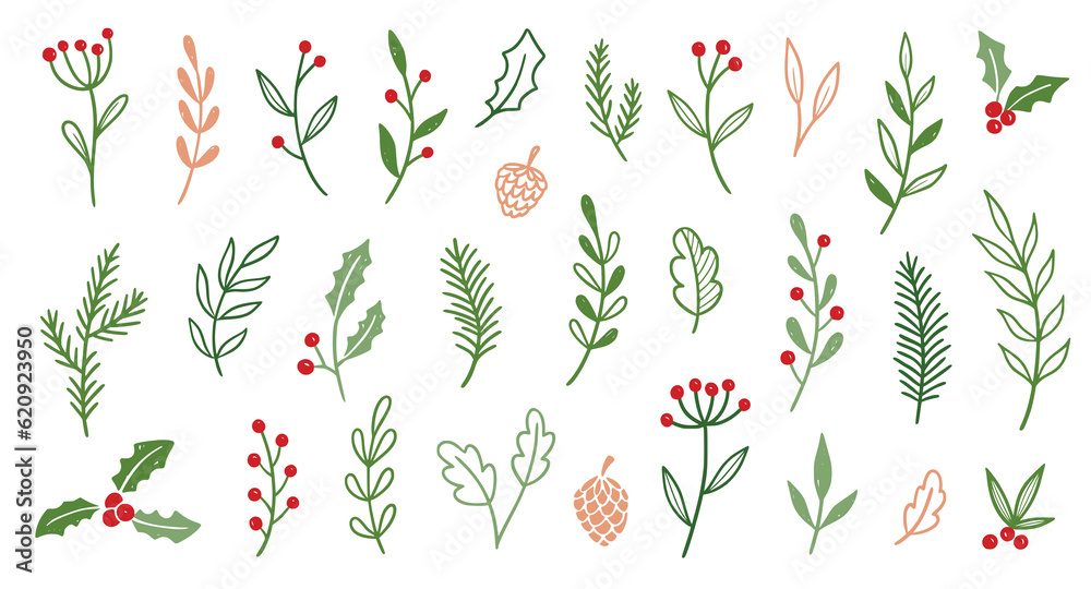 Free Vector  Flowers with stems hand drawn collection