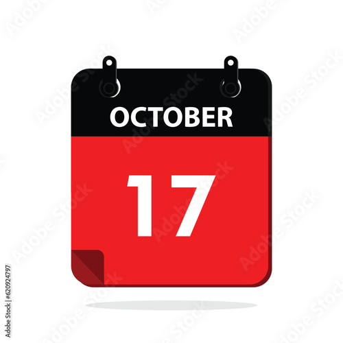  calender icon, 17 october icon with white background
