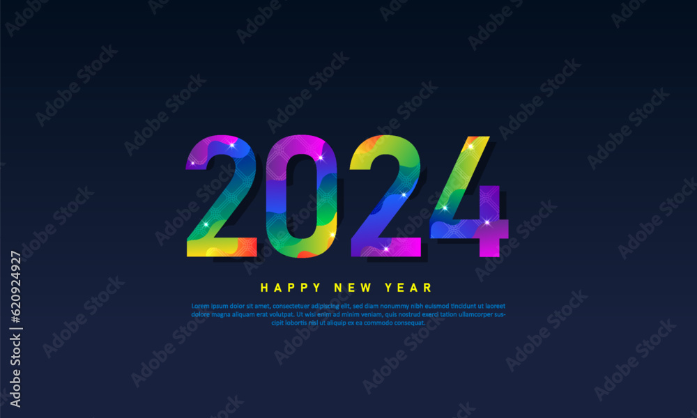 2024 Happy New Year colorful gradient design. Template design for poster, banner, web. Vector illustration 2024 Happy New Year colorful gradient design. Template design for poster, banner, web. Vector illustration