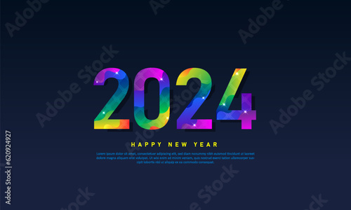 2024 Happy New Year colorful gradient design. Template design for poster, banner, web. Vector illustration