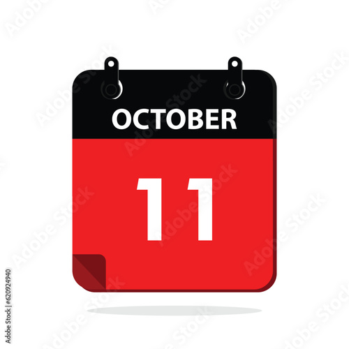  calender icon, 11 october icon with white background