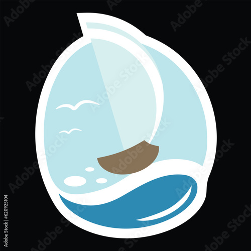 sailboat simple logo or icon, vector illustration 