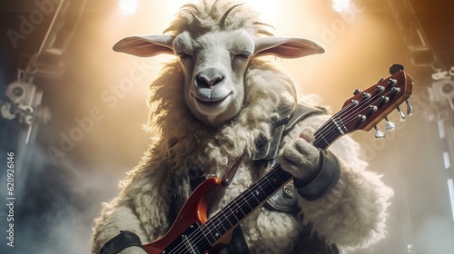 Schaf spielt Gitarre photo