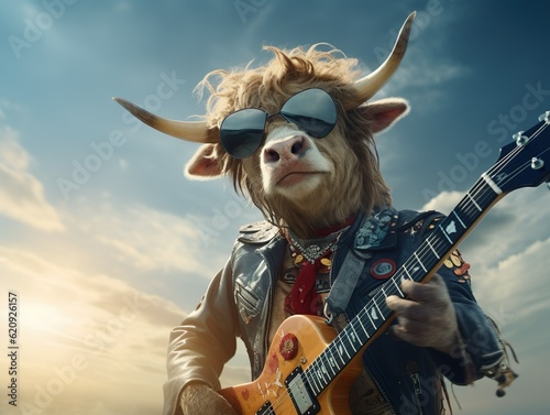 Kuh spielt Gitarre