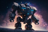 giant robot floating in starry outer space, Generative AI