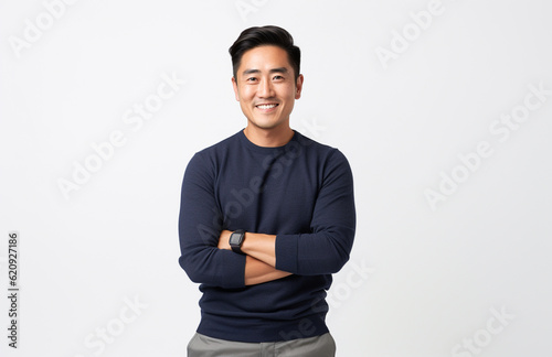 Asian male tech entrepreneur in a confident pose