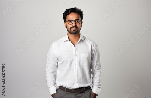 Indian male tech entrepreneur in a confident pose