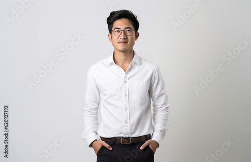 Asian male tech entrepreneur in a confident pose