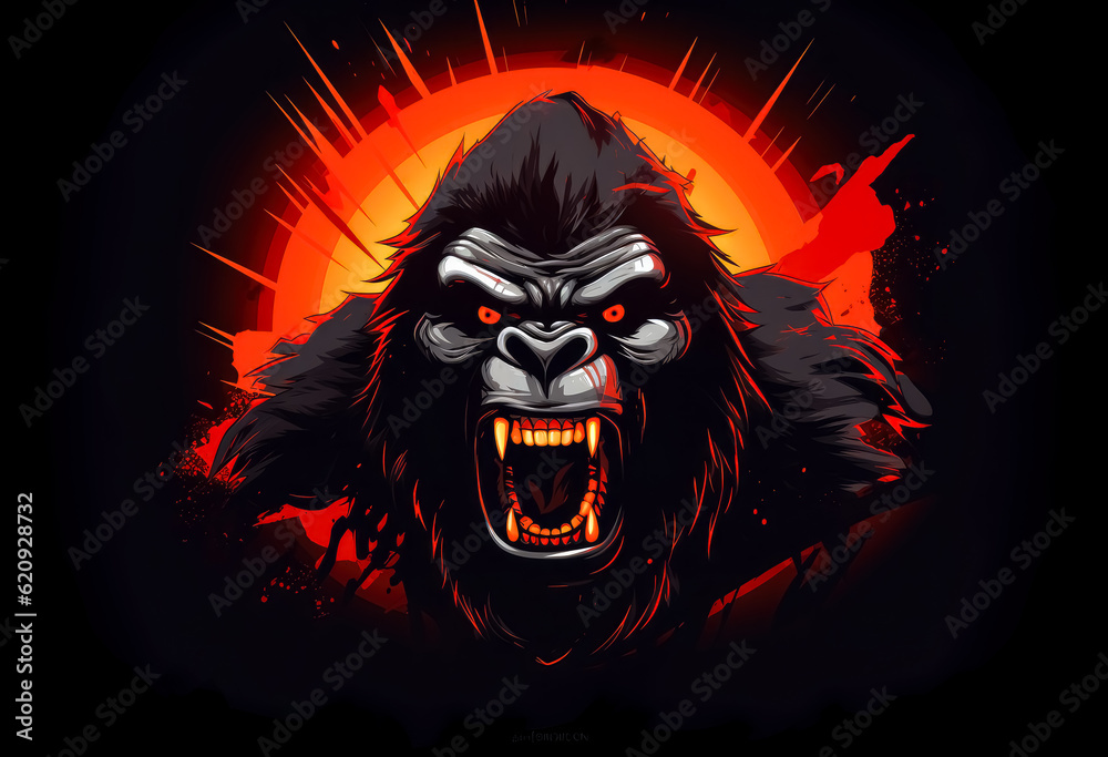 Graphic Angry Gorilla illustration in the style of bold outline, jagged edges. Graphic Angry Gorilla illustration in the style of bold outline, jagged edges.