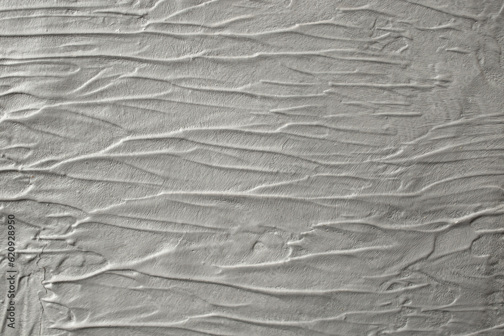 Fluid gray relief background, wavy plaster cement backdrop