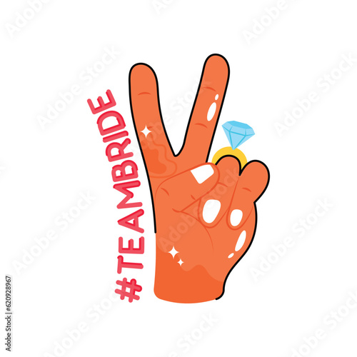 Team bride doodle vector outline Sticker. EPS 10 file