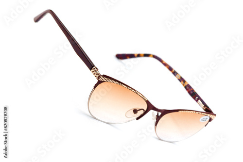 Fashionable sunglasses for women. burgundy glass. beautiful shape. Women's accessory.on a white isolated background. men's frames. unisex. 